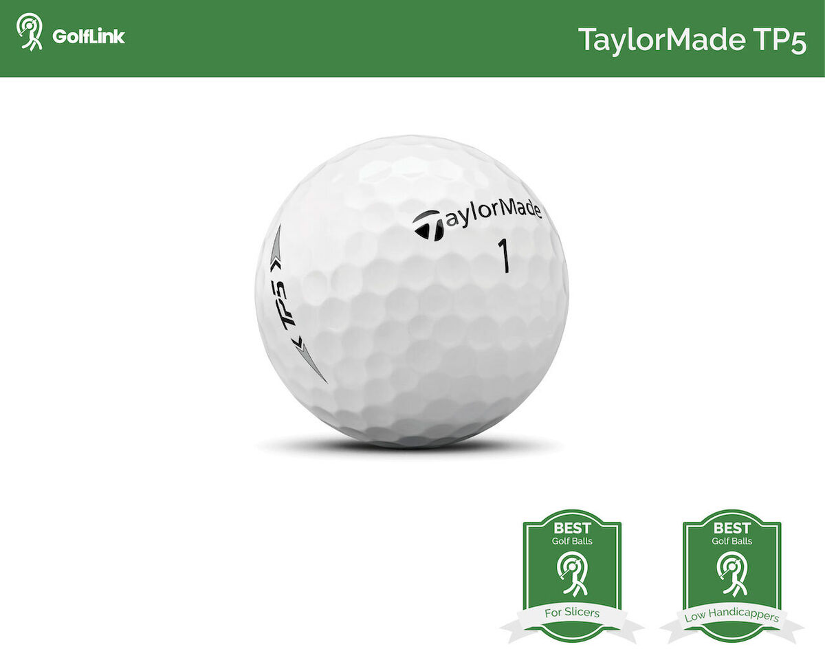 TaylorMade TP5 golf ball with badges