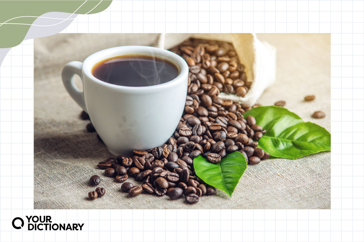 coffee cup with coffee beans as a Cup of Joe