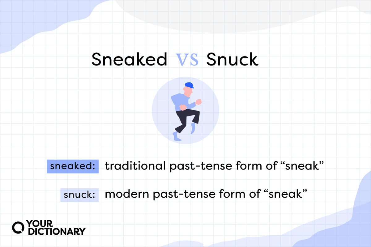 Sneaky man with Snuck vs Sneaked definitions