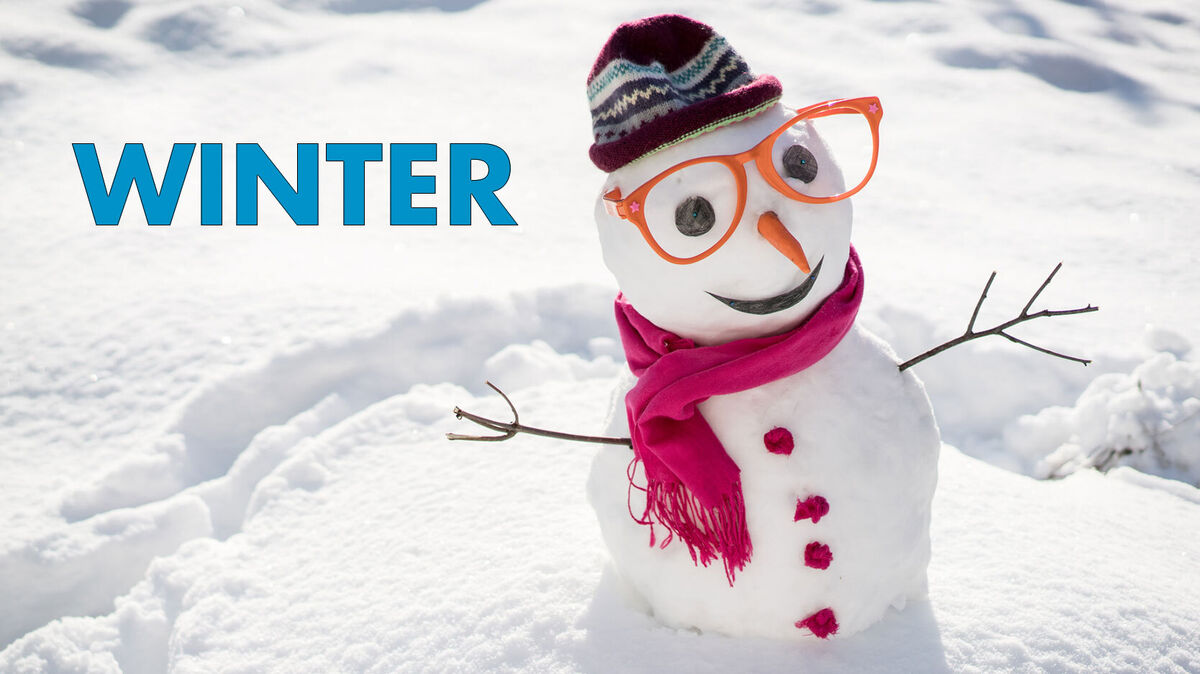 winter word snowman with glasses