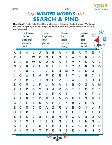 winter words search and find printable