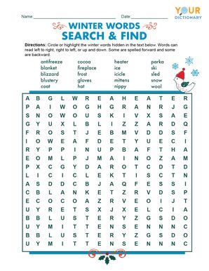 winter words search and find printable