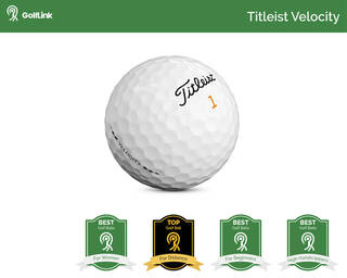 Titleist Velocity golf ball with badges