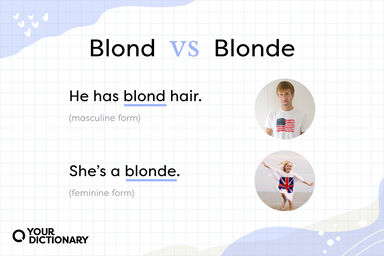 Blond (Guy in American flag T-shirt) vs Blonde (Girl wearing British flag t-shirt) with examples and definitions