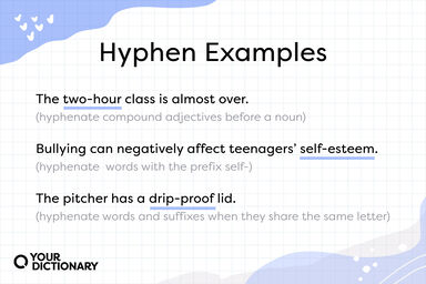 Examples of hyphenated words in sentences