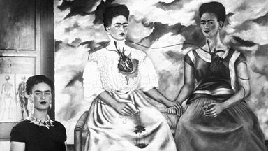 Frida Kahlo with self portrait Me Twice