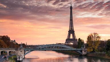 Eiffel tower and Seine Paris France