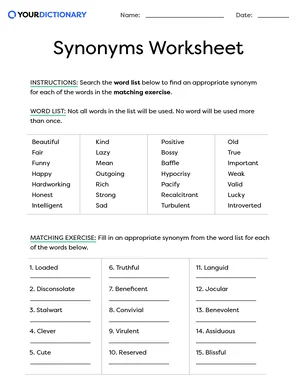 100 examples of synonyms with sentences
