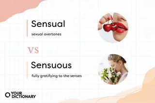 Sensual (Woman With Cherry) versus Sensuous (Bride smelling flowers) With Definitions