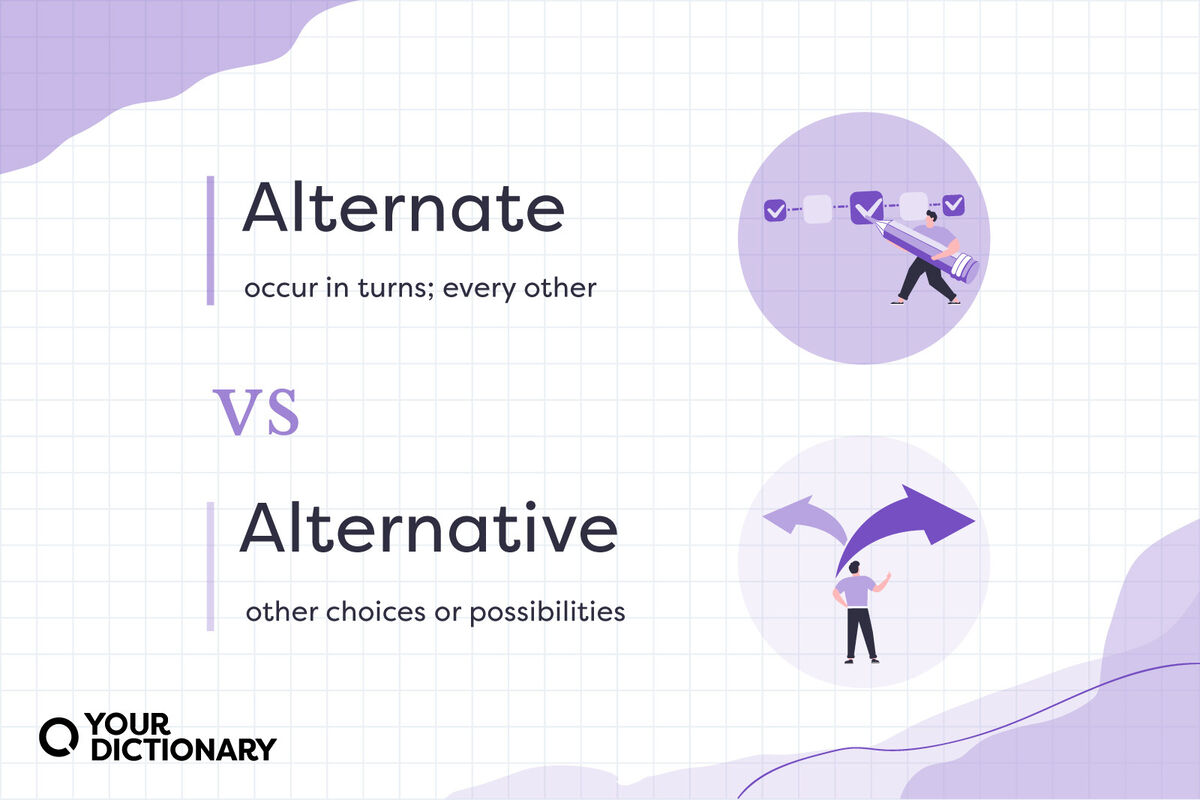 Alternate (Man and pencil) vs Alternative (Man Two Split Path) With Definitions