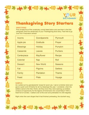 Thanksgiving word game story starters
