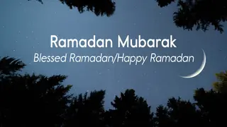 Ramadan greetings example against night sky