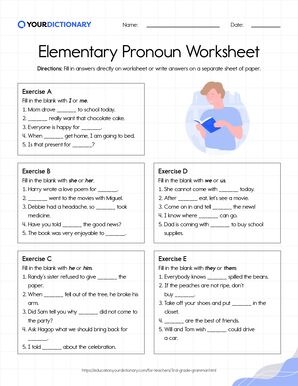 Elementary Pronoun Worksheet
