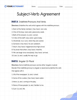Subject-verb agreement worksheet