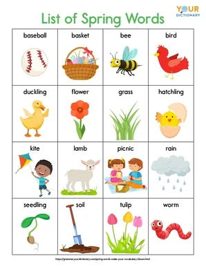 list of spring words