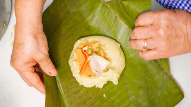 wrap tamale in banana leaf