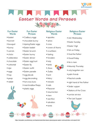 Easter words and phrases printable