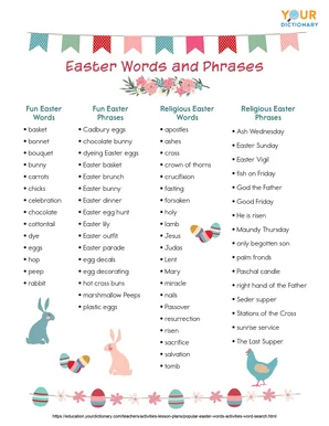 Easter words and phrases printable