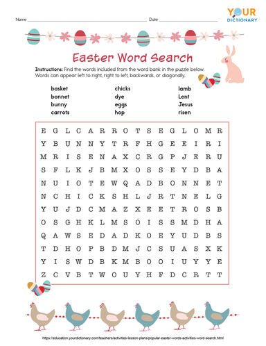 Popular Easter Words With Activities & Word Search