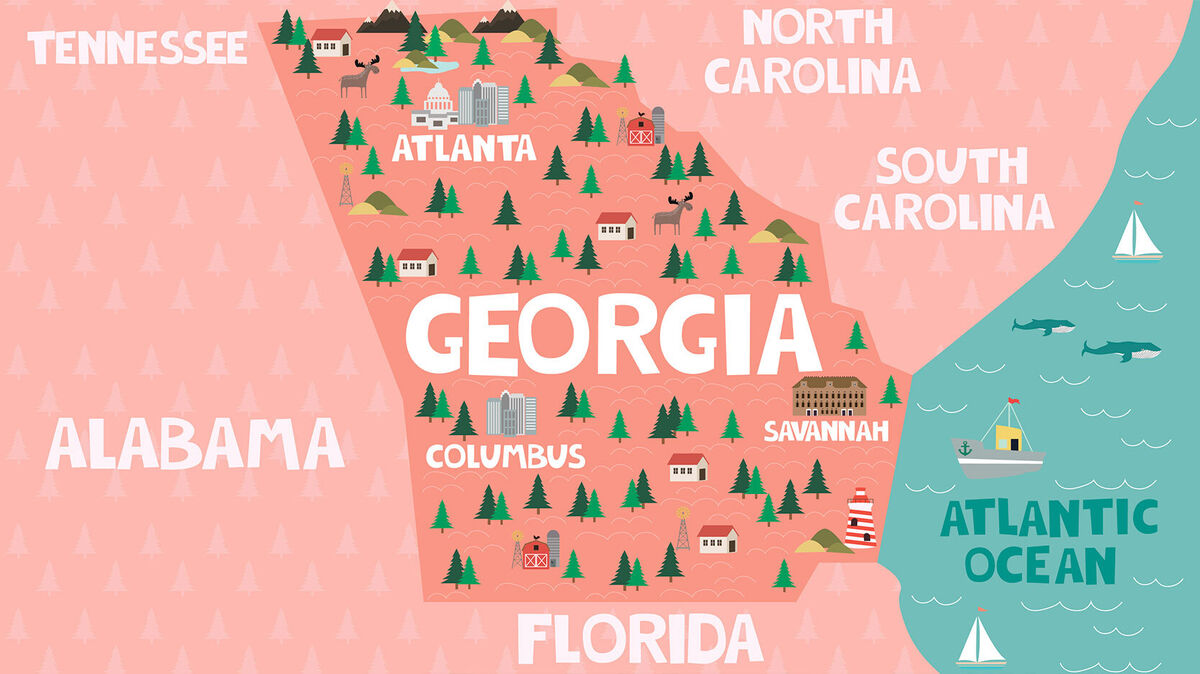 state of Georgia on map for kids