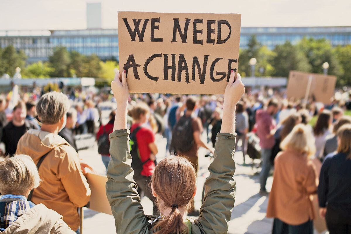 People with posters in a protest