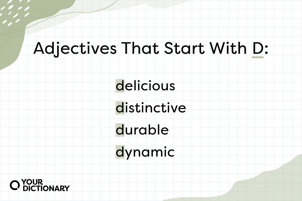 list of four adjectives that start with D from the article