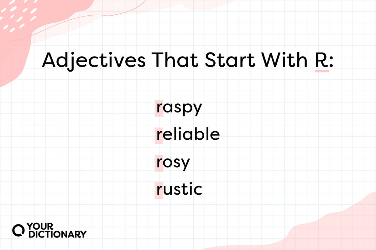 list of four adjectives from the article that start with R