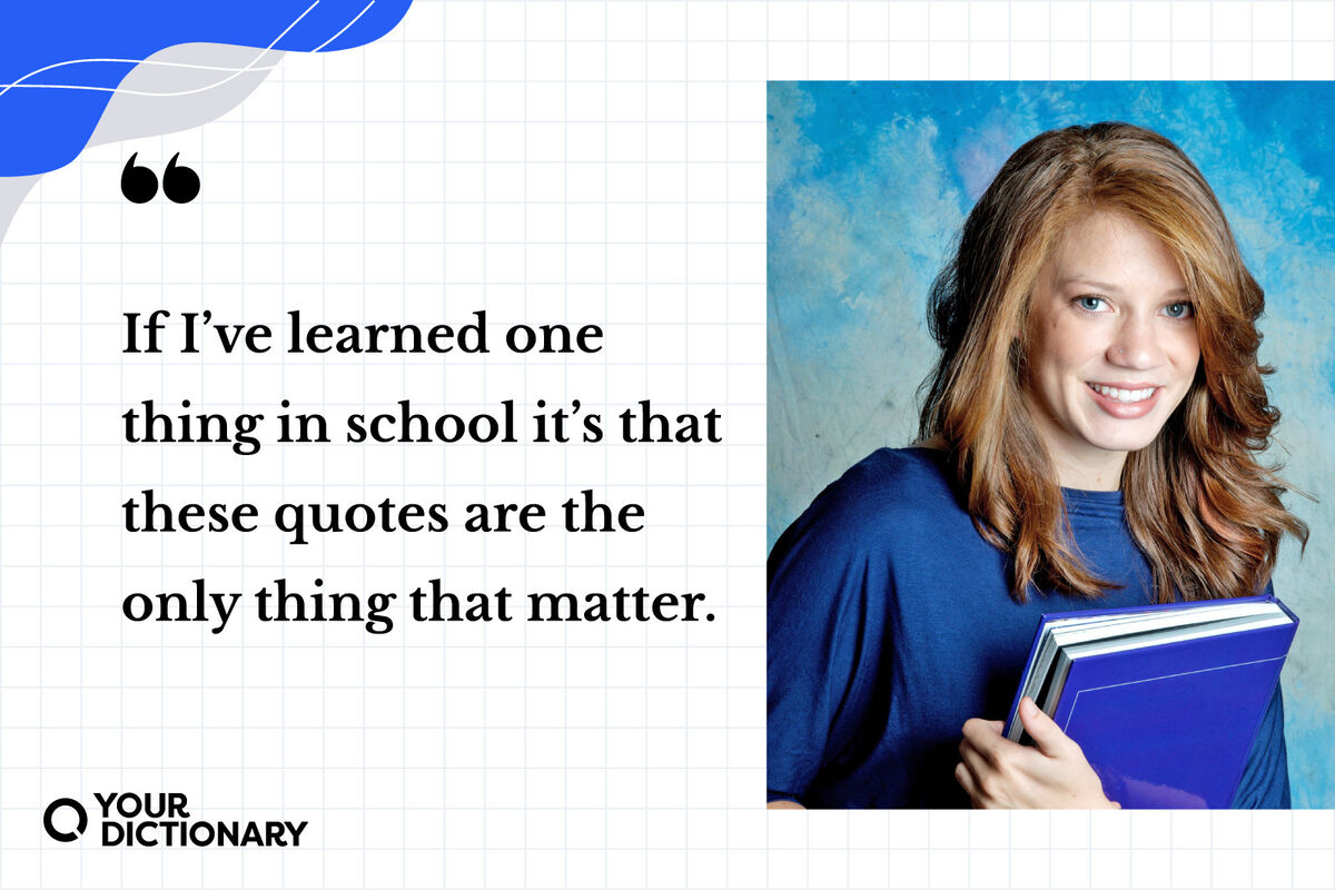 Teen With a Book and Yearbook Quote