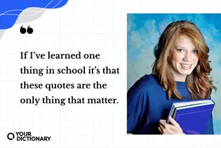 Teen With a Book and Yearbook Quote