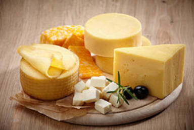 Plate of cheeses as examples of protein