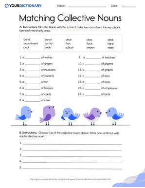 matching collective nouns printable worksheet