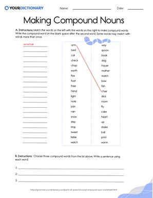 Making Compound Nouns Worksheet