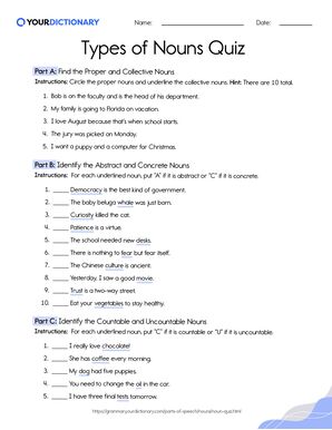 Types Nouns Quiz