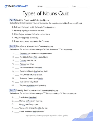 Types Nouns Quiz