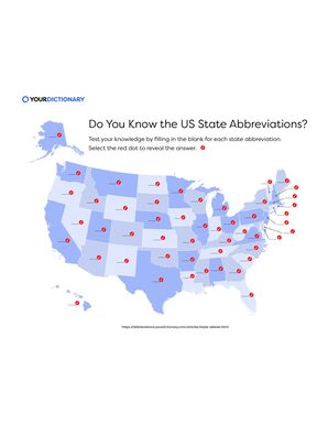 map of united states with postal abbrev