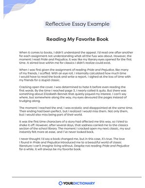 Reflective Essay Example about a favorite book