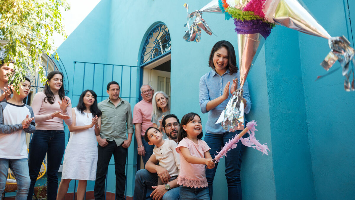 Mexican cultural event with piñata