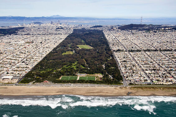 Aerial photography view east of Golden Gate Park
