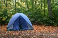 Blue tent set up at the campgrounds