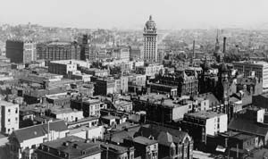 The Call Building and the 1900 San Francisco skyline.