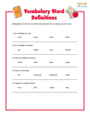 vocabulary word definitions for letter h worksheet