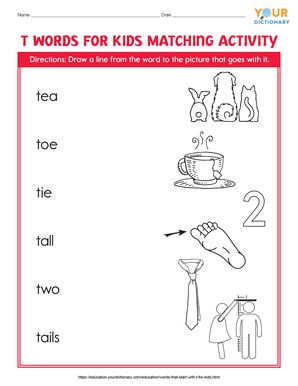 Initial T Words 1 - Match The Memory