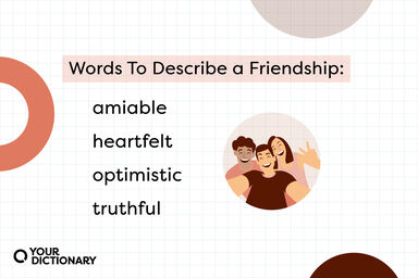 Illustration of Three Friends Taking a Selfie With Words To Describe a Friendship