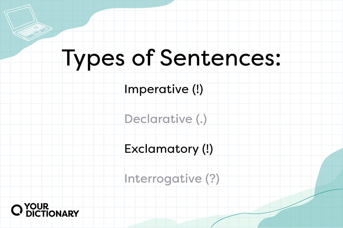 names of the four types of sentences with matching punctuation marks