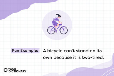 Illustration of a Girl Riding a Bicycle With a Pun Example