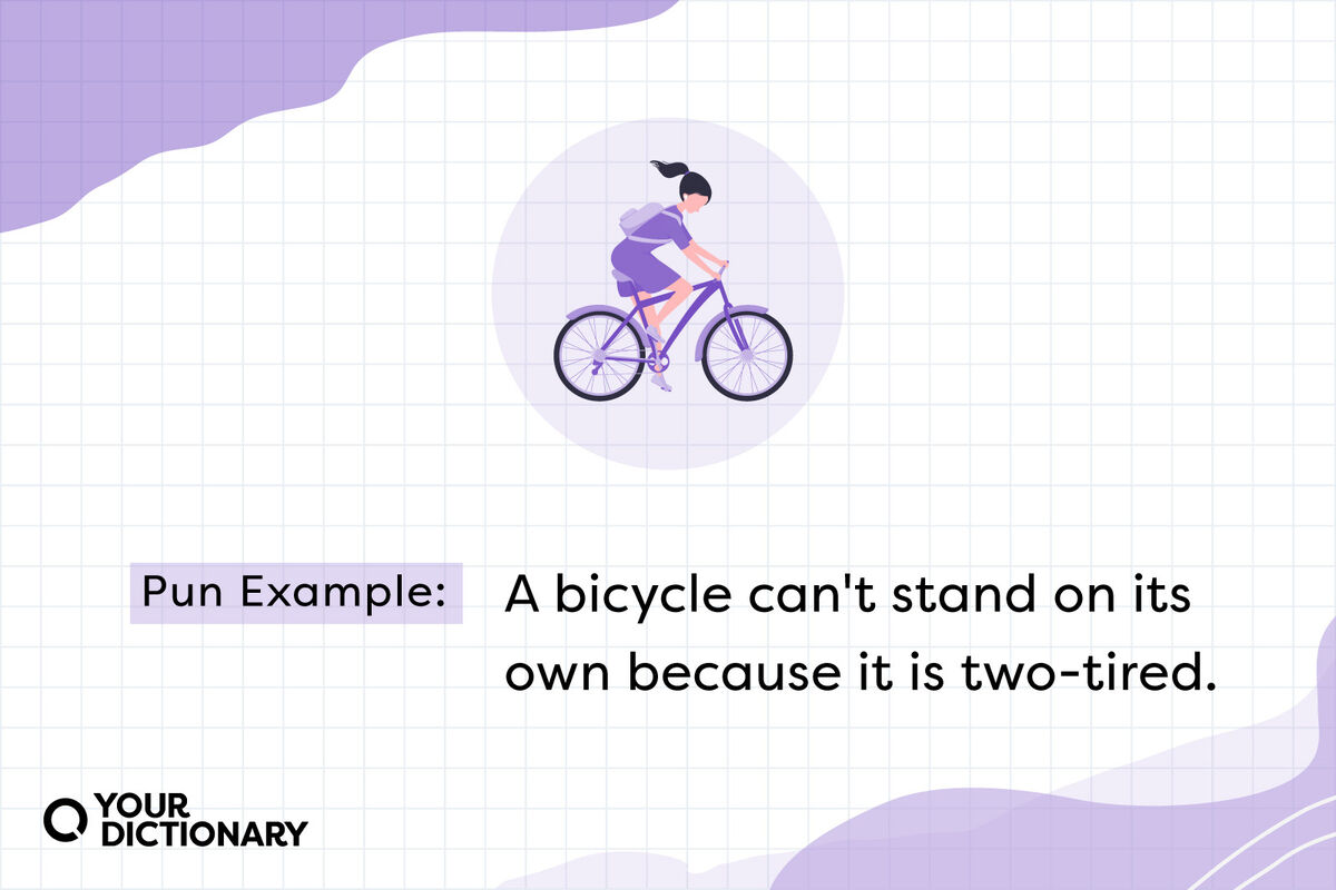 Illustration of a Girl Riding a Bicycle With a Pun Example