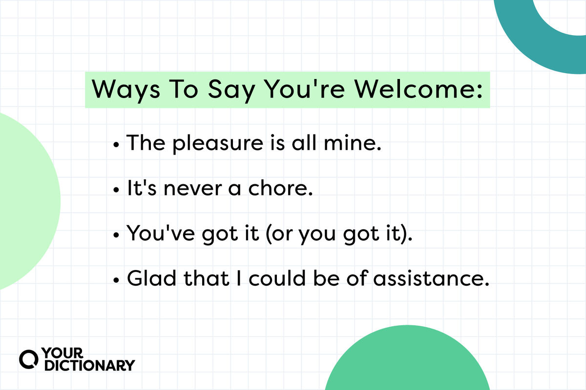 four examples of other ways to say "you're welcome" from the article