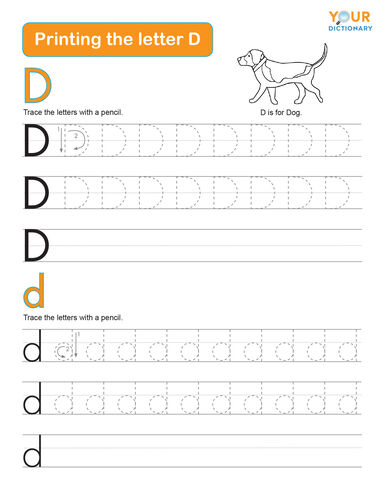 kindergarten tracing the letter d worksheet
