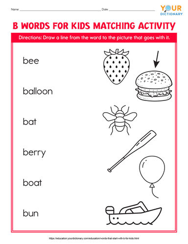 Words That Start With B For Kids