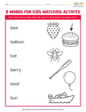 Words That Start With B For Kindergarten